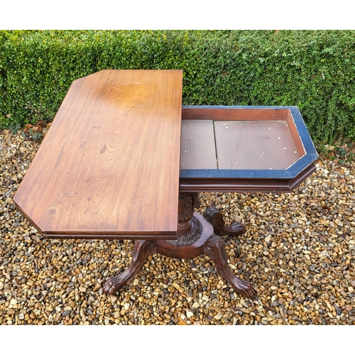 359 - A REGENCY PERIOD MAHOGANY FOOD OVER TEA/DINING TABLE
The canted corner fold over top, supported on t... 