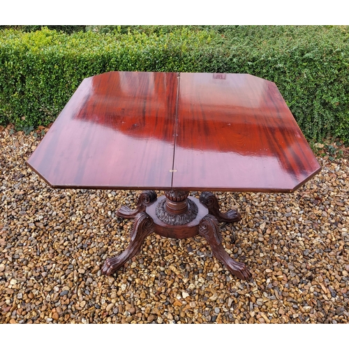 359 - A REGENCY PERIOD MAHOGANY FOOD OVER TEA/DINING TABLE
The canted corner fold over top, supported on t... 