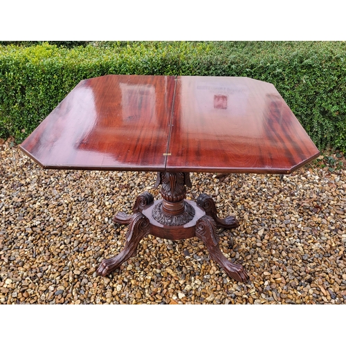 359 - A REGENCY PERIOD MAHOGANY FOOD OVER TEA/DINING TABLE
The canted corner fold over top, supported on t... 