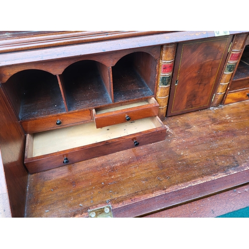 361 - AN 18TH CENTURY SOLID MAHOGANY NEO CLASSICAL BUREAU BOOKCASE 
With architectural pediment above two ... 