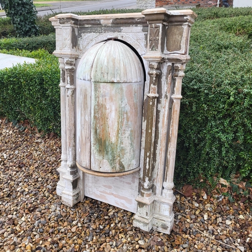 366 - A LARGE 19TH CENTURY FRENCH LIMED WOOD NICHE
With central articulated doors flanked by turned and re... 