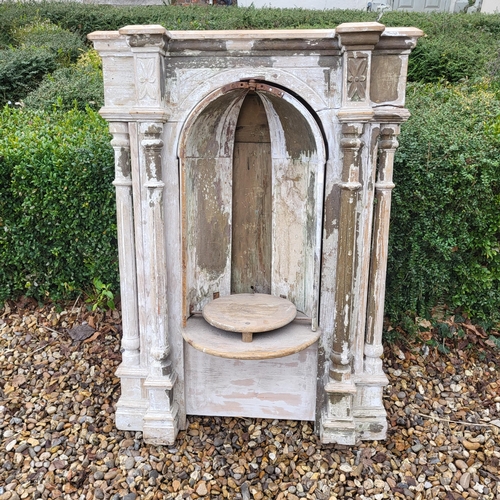 366 - A LARGE 19TH CENTURY FRENCH LIMED WOOD NICHE
With central articulated doors flanked by turned and re... 