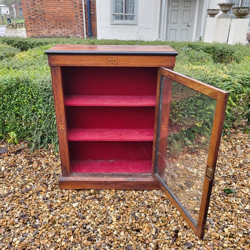 369 - A VICTORIAN MAHOGANY AND MARQUETRY INLAID DISPLAY CABINET/PIER CABINET
With a single arched glazed d... 