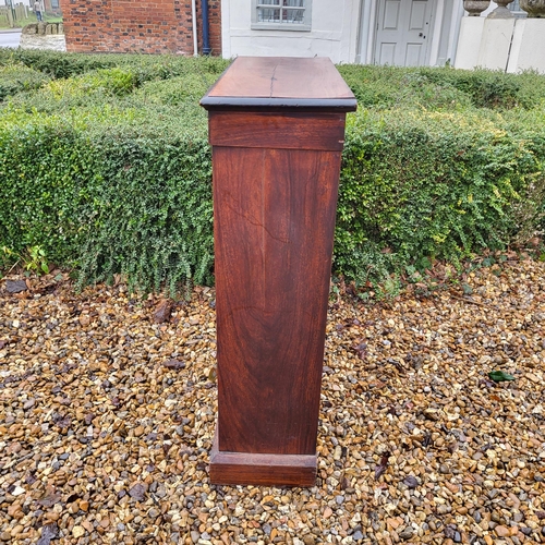 369 - A VICTORIAN MAHOGANY AND MARQUETRY INLAID DISPLAY CABINET/PIER CABINET
With a single arched glazed d... 