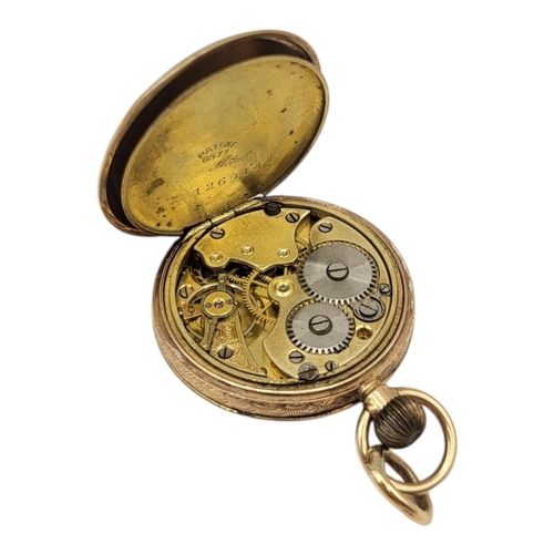 72 - AN EARLY 20TH CENTURY 9CT GOLD LADIES’ POCKET WATCH
Open face with screw wind mechanism.
(approx 3cm... 