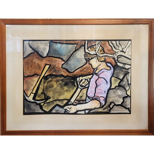 346A - CAROLE A. MILES, WATERCOLOUR
Miner with spade and pickaxe, signed 'LR'.
(53cm x 76cm/20 13/16