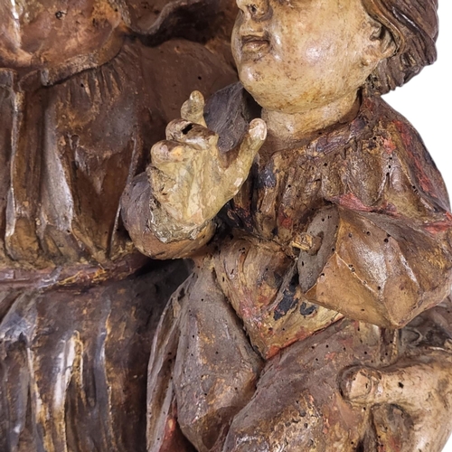 234 - A FINE LATE MEDIEVAL FLEMISH OR GERMAN ECCLESIASTICAL CARVED OAK AND POLYCHROME PAINTED FIGURAL GROU... 