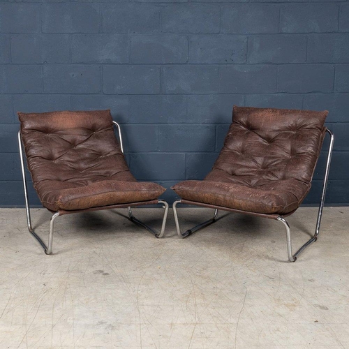 791 - A PAIR OF TUBULAR FRAMED LOUNGE CHAIRS, ITALY, CIRCA 1980.
Dimensions: 80cm high, 35cm seat height, ... 