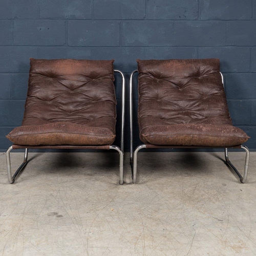 791 - A PAIR OF TUBULAR FRAMED LOUNGE CHAIRS, ITALY, CIRCA 1980.
Dimensions: 80cm high, 35cm seat height, ... 