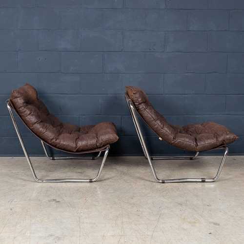 791 - A PAIR OF TUBULAR FRAMED LOUNGE CHAIRS, ITALY, CIRCA 1980.
Dimensions: 80cm high, 35cm seat height, ... 