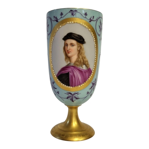 253 - AFTER RAPHAEL SANTO, MID 19TH CENTURY SEVRES STYLE JEWELLED PORCELAIN PRESENTATION GOBLET, CIRCA 186... 