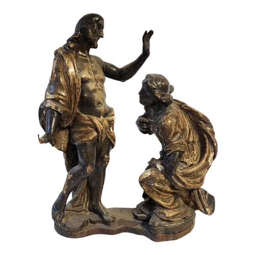 270 - AN 18TH/19TH CENTURY GERMAN/FLEMISH SCHOOL ECCLESIASTICAL CARVED WOOD AND GILDED GESSO FIGURAL GROUP... 