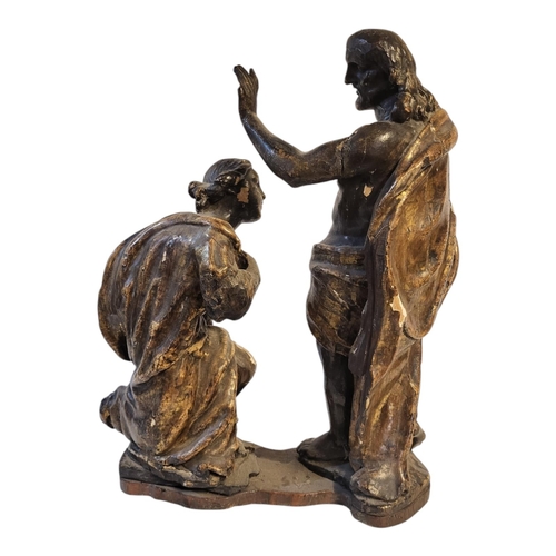 270 - AN 18TH/19TH CENTURY GERMAN/FLEMISH SCHOOL ECCLESIASTICAL CARVED WOOD AND GILDED GESSO FIGURAL GROUP... 