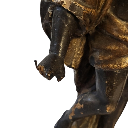 270 - AN 18TH/19TH CENTURY GERMAN/FLEMISH SCHOOL ECCLESIASTICAL CARVED WOOD AND GILDED GESSO FIGURAL GROUP... 
