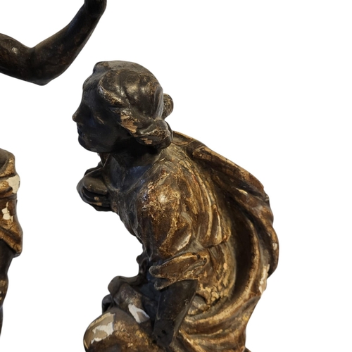 270 - AN 18TH/19TH CENTURY GERMAN/FLEMISH SCHOOL ECCLESIASTICAL CARVED WOOD AND GILDED GESSO FIGURAL GROUP... 