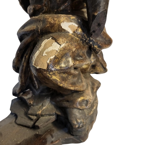 270 - AN 18TH/19TH CENTURY GERMAN/FLEMISH SCHOOL ECCLESIASTICAL CARVED WOOD AND GILDED GESSO FIGURAL GROUP... 