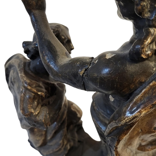 270 - AN 18TH/19TH CENTURY GERMAN/FLEMISH SCHOOL ECCLESIASTICAL CARVED WOOD AND GILDED GESSO FIGURAL GROUP... 
