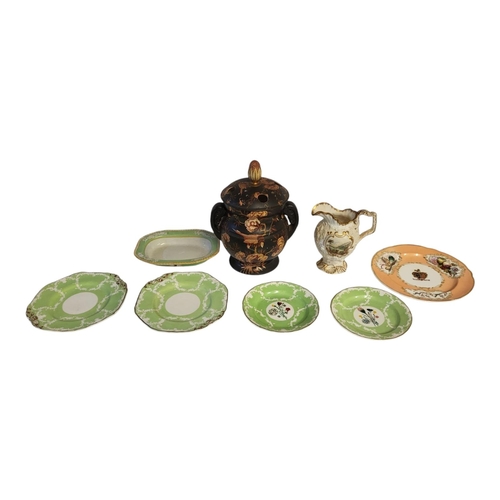 257 - A COLLECTION OF COPELAND GARRAD, LATE SPODE POT POTPOURRI 
Along with jug decorated with Geneva lake... 