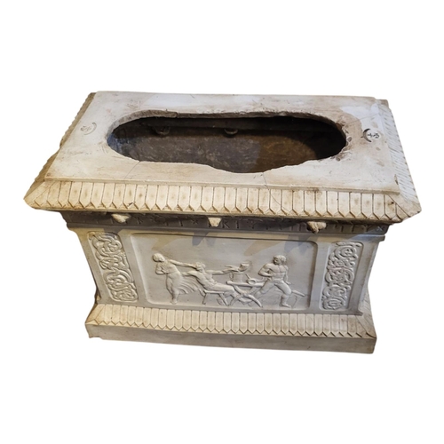 260 - A MID 19TH CENTURY PARIAN GARDEN PLINTH 
In Ancient Greek palestra pattern.
(h 32cm x w 45cm x d 26c... 