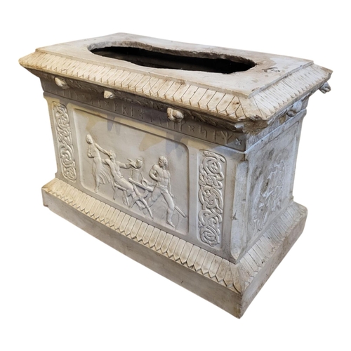 260 - A MID 19TH CENTURY PARIAN GARDEN PLINTH 
In Ancient Greek palestra pattern.
(h 32cm x w 45cm x d 26c... 
