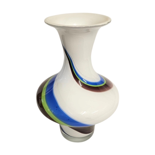 275 - SIA COLLECTION,A LARGE VINTAGE SWEDISH ART GLASS VASE
Having a flared neck and coloured glass swirls... 
