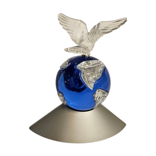 284 - SWAROVSKI, ‘PLANET VISION’, A VINTAGE CRYSTAL GLASS FIGURE, DOVE OF PEACE
On a blue glass planet, de... 