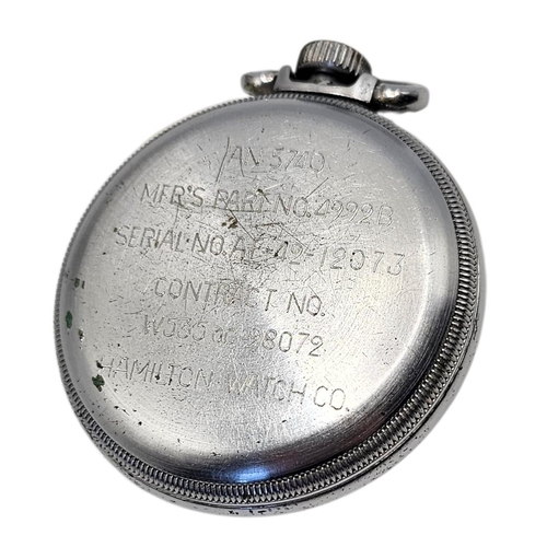 15 - A WWII HAMILTON 4992B G.C.T. NAVIGATION POCKET WATCH
A mid 20th Century US Army Air Forces navigatio... 