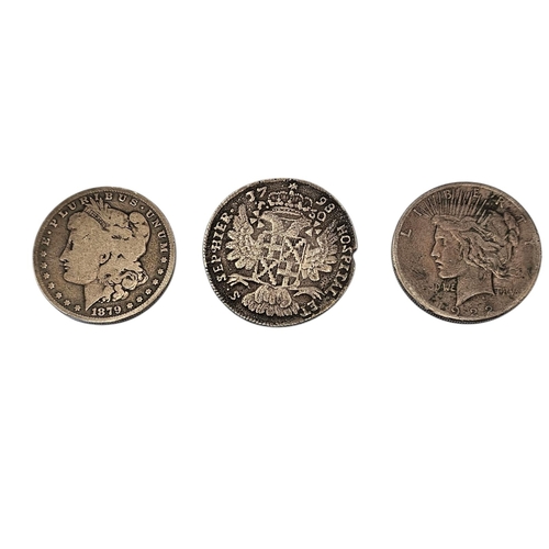 31 - A COLLECTION OF THREE 18TH CENTURY AND LATER SILVER COINS
To include a Maltese Ferdinand von Hompesc... 