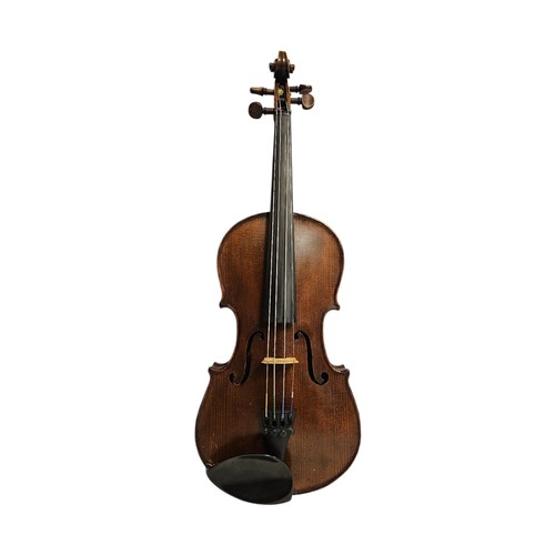 101 - A 19TH CENTURY GERMAN ¾ SIZE VIOLIN
Brown, length of back 33cm, overall 54cm, cased.

Condition: goo... 