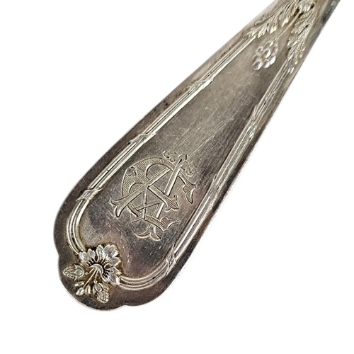 11 - A LOOSE SET OF 19TH CENTURY PROVINCIAL FRENCH SILVER CUTLERY
Comprising six large tablespoons and si... 