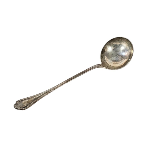 13 - A 19TH CENTURY FRENCH SILVER SOUP LADLE
Trefid form pattern with Minerva head mark.
(approx 238.5g)
... 