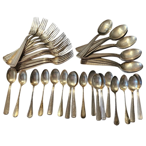 15 - A PART SET OF EARLY 20TH CENTURY FRENCH SILVER PLATED CUTLERY
Twelve large dinner forks, twelve larg... 