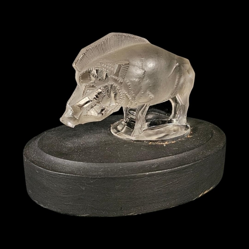 213 - LALIQUE, A FROSTED GLASS 'SANGLIER' BOAR FIGURE
The stylized wild boar in clear and frosted glass, d... 