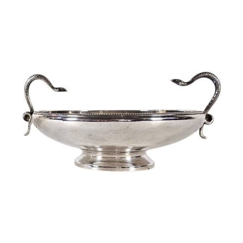 81 - AN EARLY ART DECO SILVER ‘SNAKE’ BOWL
Two serpent form handled with classical border, hallmarked Wil... 
