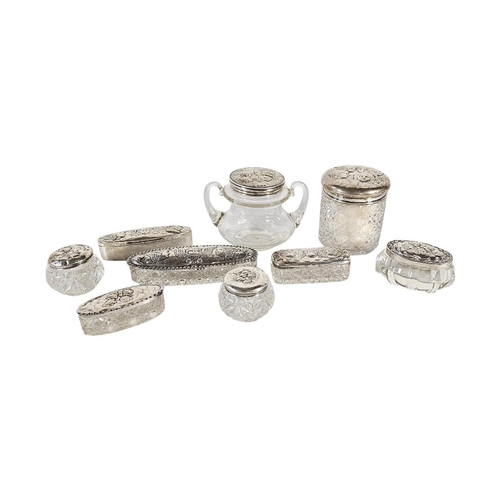 97 - A COLLECTION OF EARLY 20TH CENTURY SILVER ‘REYNOLDS ANGELS’ AND CUT GLASS TRINKET BOXES
Each having ... 