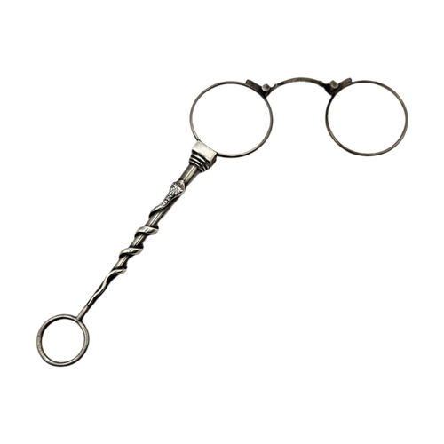 155 - A PAIR OF EARLY 20TH CENTURY CONTINENTAL SILVER ‘SNAKE’ LORGNETTES
Having spring loaded glasses with... 