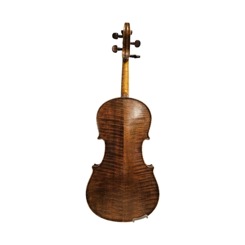 101 - A 19TH CENTURY GERMAN ¾ SIZE VIOLIN
Brown, length of back 33cm, overall 54cm, cased.

Condition: goo... 