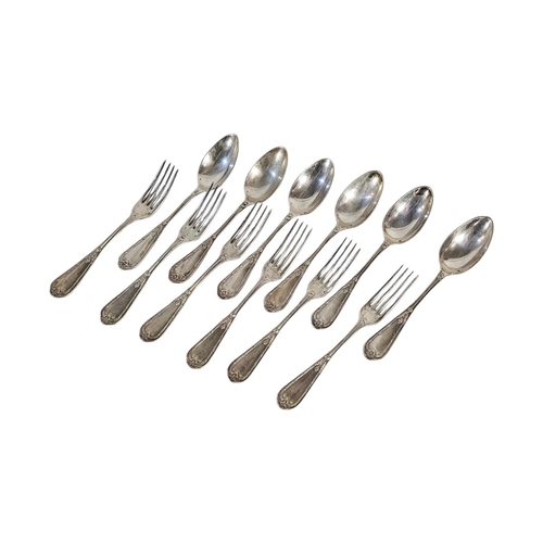 11 - A LOOSE SET OF 19TH CENTURY PROVINCIAL FRENCH SILVER CUTLERY
Comprising six large tablespoons and si... 