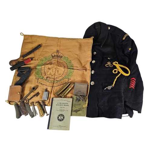 114 - A WWII CIVIL DEFENCE LADIES JACKET
With CD and Warden badge, together with a collection of WWII ephe... 