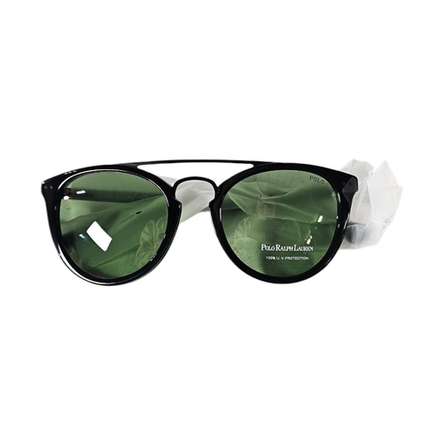 125 - A PAIR OF POLO RALPH LAUREN SUNGLASSES 
Dual bridge frames in polished black, featuring signature gr... 
