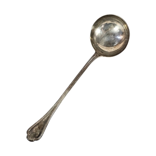 13 - A 19TH CENTURY FRENCH SILVER SOUP LADLE
Trefid form pattern with Minerva head mark.
(approx 238.5g)
... 