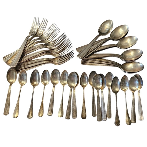 15 - A PART SET OF EARLY 20TH CENTURY FRENCH SILVER PLATED CUTLERY
Twelve large dinner forks, twelve larg... 