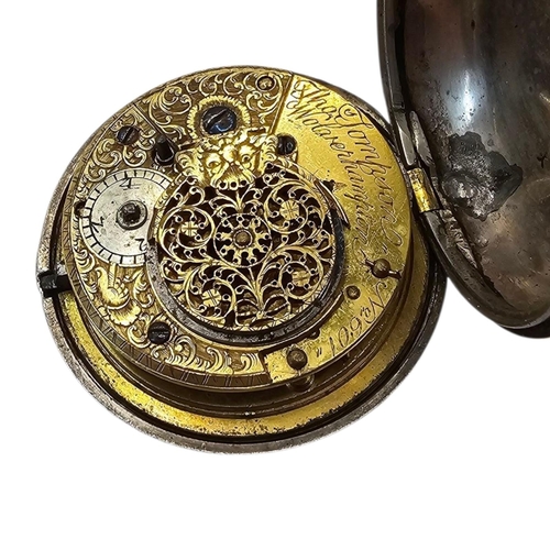 154 - AN EARLY 20TH CENTURY SILVER VERGE POCKET GENT’S WATCH
Pair case with Arabic number markings and fus... 