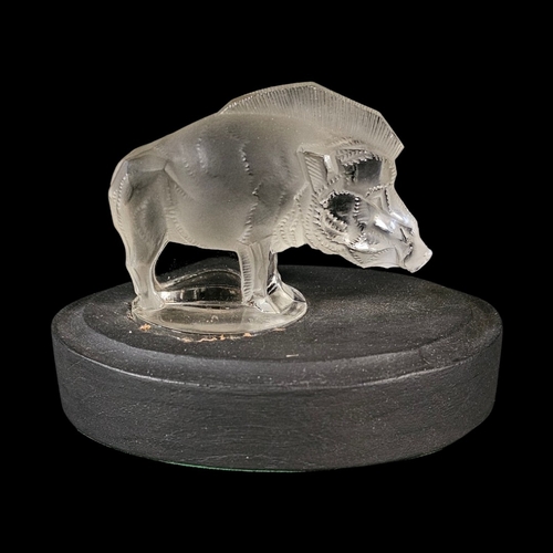213 - LALIQUE, A FROSTED GLASS 'SANGLIER' BOAR FIGURE
The stylized wild boar in clear and frosted glass, d... 
