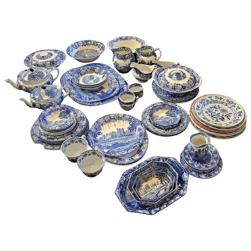 235 - ENOCH WOOD, A COLLECTION OF VINTAGE BLUE AND WHITE POTTERY DINNERWARE
To include Castles and British... 