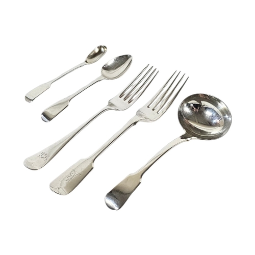 32 - A COLLECTION OF GEORGIAN AND LATER SILVER FLATWARE
To include a sauce ladle, hallmarked London, 1817... 