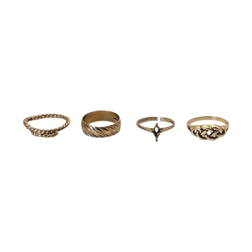 53 - A COLLECTION OF VINTAGE 9CT GOLD RINGS
To include a wedding band and a wheatsheaf ring.
(size R)