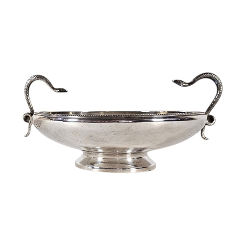 81 - AN EARLY ART DECO SILVER ‘SNAKE’ BOWL
Two serpent form handled with classical border, hallmarked Wil... 