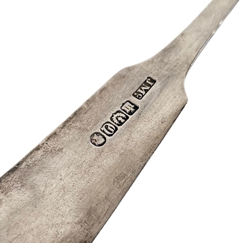 86 - A LARGE 19TH CENTURY SCOTTISH SILVER BASTING SPOON
Shell design to finial and engraved initial ‘M’, ... 