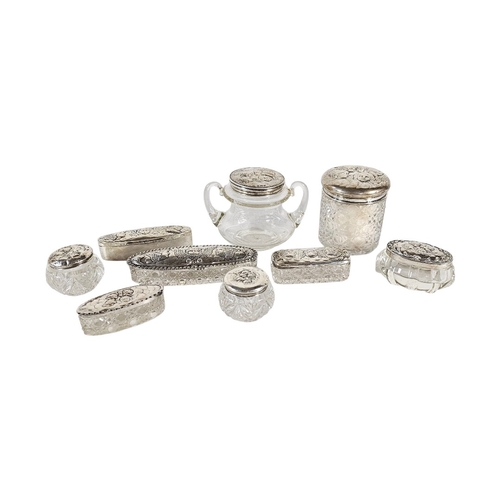 97 - A COLLECTION OF EARLY 20TH CENTURY SILVER ‘REYNOLDS ANGELS’ AND CUT GLASS TRINKET BOXES
Each having ... 